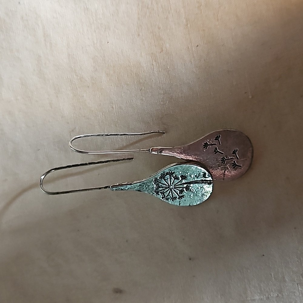 Dandelion dangling earrings silver
